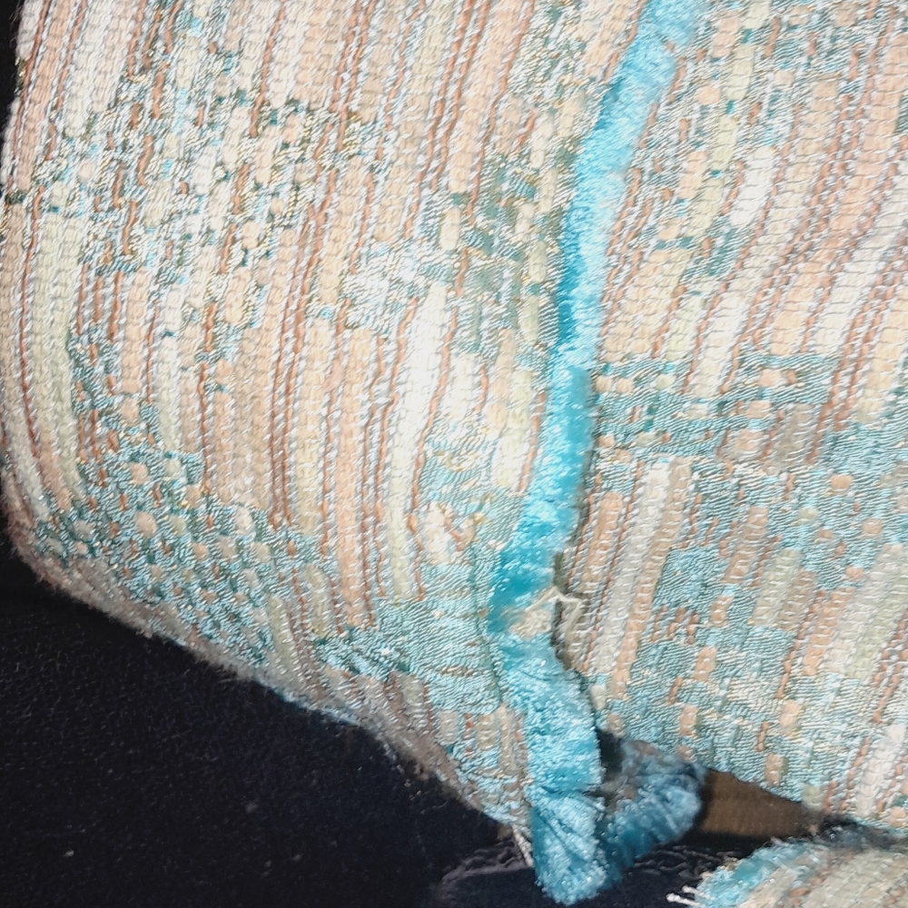 Isbell Ladies Designer Suit Jacket / Neutrals with Turquoise Accent / Boutique L - Picture 6 of 7